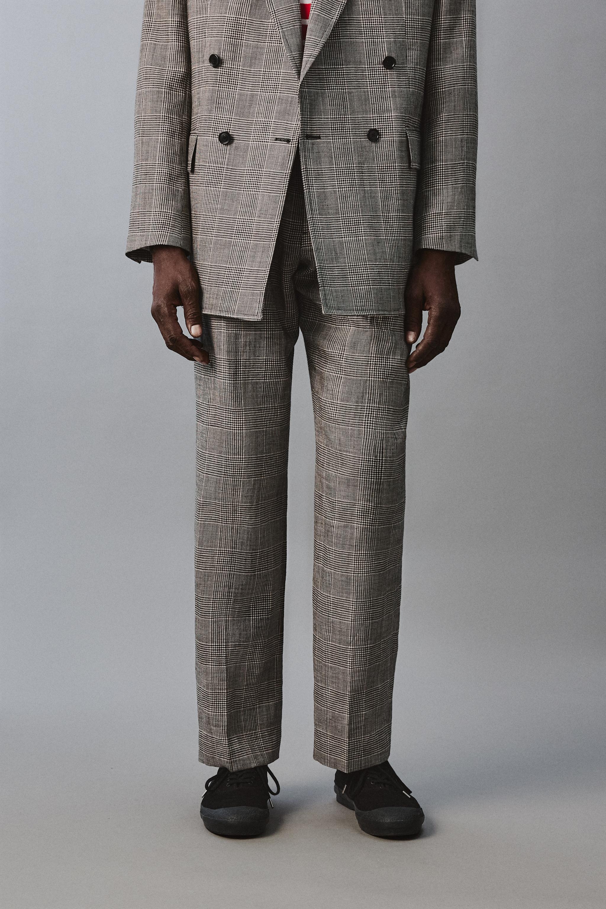 WOOL-LINEN CHECK SUIT PANTS AARON LEVINE X ZARA